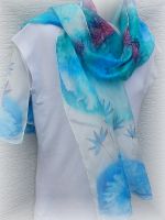 Hedvábná malovaná šála - Meluzínka Batitex - malovaná trička, mikiny, šátky, šály