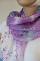 Hedvábná malovaná šála - Šepot šeříků 2 Batitex - modní trička, mikiny, šátky, šály, kravaty