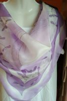 Hedvábný malovaný šátek - Polibek jmelí 2 Batitex - malovaná, batikovaná trička, mikiny, šátky, šály, kravaty