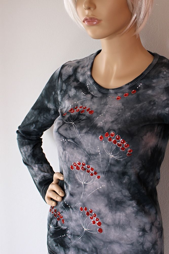 Dámské batikované tričko - Jeřabiny Batitex - modní trička, mikiny, šátky, šály, kravaty