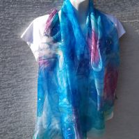 Hedvábná malovaná šála - Hnízdečka jara 2 Batitex - malovaná, batikovaná trička, mikiny, hedvábné šátky, šály, kravaty