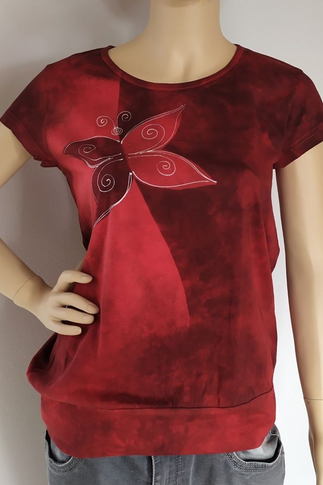 Batikované malované dámské tričko - Jsem motýla Batitex - malovaná, batikovaná trička, mikiny, hedvábné šátky, šály, kravaty