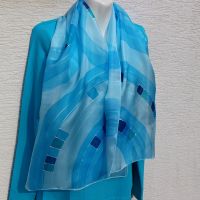 Hedvábná malovaná šála - Andělská tónina 2 Batitex - malovaná, batikovaná trička, šaty, mikiny, šátky, šály, kravaty