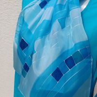 Hedvábná malovaná šála - Andělská tónina 2 Batitex - malovaná, batikovaná trička, šaty, mikiny, šátky, šály, kravaty