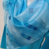 Hedvábný malovaný šátek - Andělská tónina 2 Batitex - malovaná, batikovaná trička, šaty, mikiny, šátky, šály, kravaty