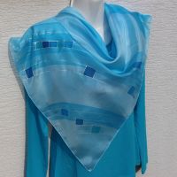 Hedvábný malovaný šátek - Andělská tónina 2 Batitex - malovaná, batikovaná trička, šaty, mikiny, šátky, šály, kravaty