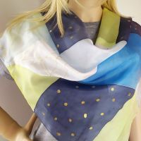 Hedvábný malovaný šátek - Hvězdná rozšáda 2 Batitex - malovaná, batikovaná trička, mikiny, šátky, šály, kravaty