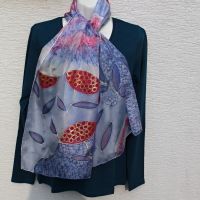 Hedvábná malovaná šála - Balada o podzimu Batitex - malovaná, batikovaná trička, šaty, mikiny, šátky, šály, kravaty