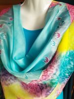 Hedvábný malovaný šátek 2v1 - Nebeský slunečný kočár Batitex - malovaná, batikovaná trička, šaty, mikiny, šátky, šály, kravaty