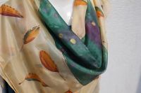 Hedvábný malovaný šátek - Podzimní klasika Batitex - malovaná, batikovaná trička, šaty, mikiny, šátky, šály, kravaty