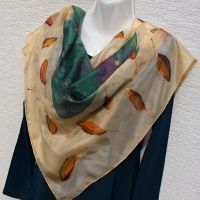 Hedvábný malovaný šátek - Podzimní klasika Batitex - malovaná, batikovaná trička, šaty, mikiny, šátky, šály, kravaty