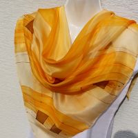 Hedvábný malovaný šátek - Svit podzimu Batitex - malovaná, batikovaná trička, šaty, mikiny, šátky, šály, kravaty
