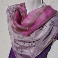 Hedvábný malovaný šátek - Nádech a výdech červánků 2 Batitex - malovaná, batikovaná trička, šaty, mikiny, šátky, šály, kravaty
