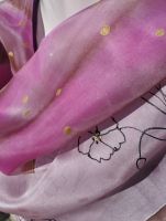 Hedvábný malovaný šátek - Nádech a výdech červánků 2 Batitex - malovaná, batikovaná trička, šaty, mikiny, šátky, šály, kravaty