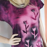 Dámské batikované tričko - Tuli tuli tulipán - velikost S Batitex - modní trička, mikiny, šátky, šály, kravaty