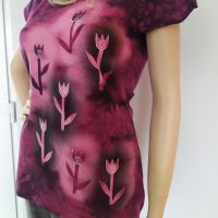 Dámské batikované tričko - Tuli tuli tulipán - velikost XL Batitex - modní trička, mikiny, šátky, šály, kravaty