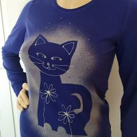 Dámské bavlněné malované tričko - Severská kočka Batitex - malovaná, batikovaná trička, šaty, mikiny, šátky, šály, kravaty