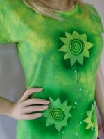 Dámské malované batikovaná tričko - Na kolotoči jara - velikost L Batitex - modní trička, mikiny, šátky, šály, kravaty