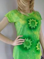 Dámské malované batikovaná tričko - Na kolotoči jara - velikost S Batitex - modní trička, mikiny, šátky, šály, kravaty