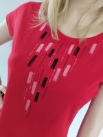 Dámské malované tričko - Na tónině vlčích máků - velikost XS Batitex - modní trička, mikiny, šátky, šály, kravaty