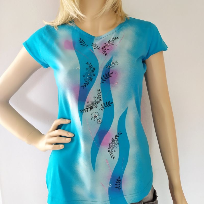 Dámské malované tričko - Nebe nad hkavou Batitex - modní trička, mikiny, šátky, šály, kravaty