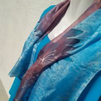 Hedvábná malovaná šála - Chladné ráno Batitex - malovaná, batikovaná trička, šaty, mikiny, šátky, šály, kravaty