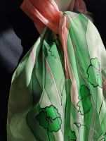 Hedvábná malovaná šála - Podzimní malování Batitex - malovaná, batikovaná trička, šaty, mikiny, šátky, šály, kravaty