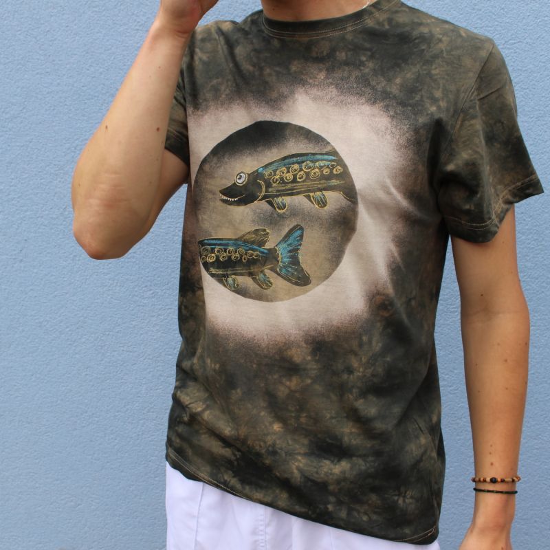 Pánské batikované tričko - V hledáčku rybáře Batitex - malovaná, batikovaná trička, mikiny, šátky, šály, kravaty