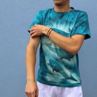 Pánské batikované tričko - Volání oceánů Batitex - malovaná, batikovaná trička, mikiny, šátky, šály, kravaty