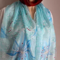 Hedvábná ručně malovaná šála - Mrazivý květ Batitex - malovaná, batikovaná trička, šaty, mikiny, šátky, šály, kravaty Hedvábná ručně malovaná šála - Mrazivý květ Batitex - malovaná, batikovaná trička, šaty, mikiny, šátky, šály, kravaty