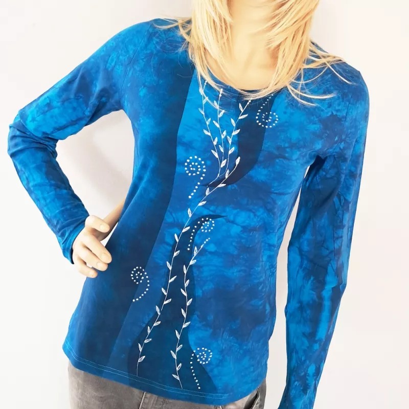 Malované batikované tričko - Na dotyk zimy Batitex - malovaná, batikovaná trička, šaty, mikiny, šátky, šály, kravaty