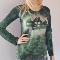 Malované batikované tričko - Dům na strání Batitex - malovaná, batikovaná trička, šaty, mikiny, šátky, šály, kravaty Malované batikované tričko - Dům na strání Batitex - malovaná, batikovaná trička, šaty, mikiny, šátky, šály, kravaty