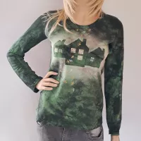  Malované batikované tričko - Dům na strání            | velikost L, velikost XL, velikost 2XL