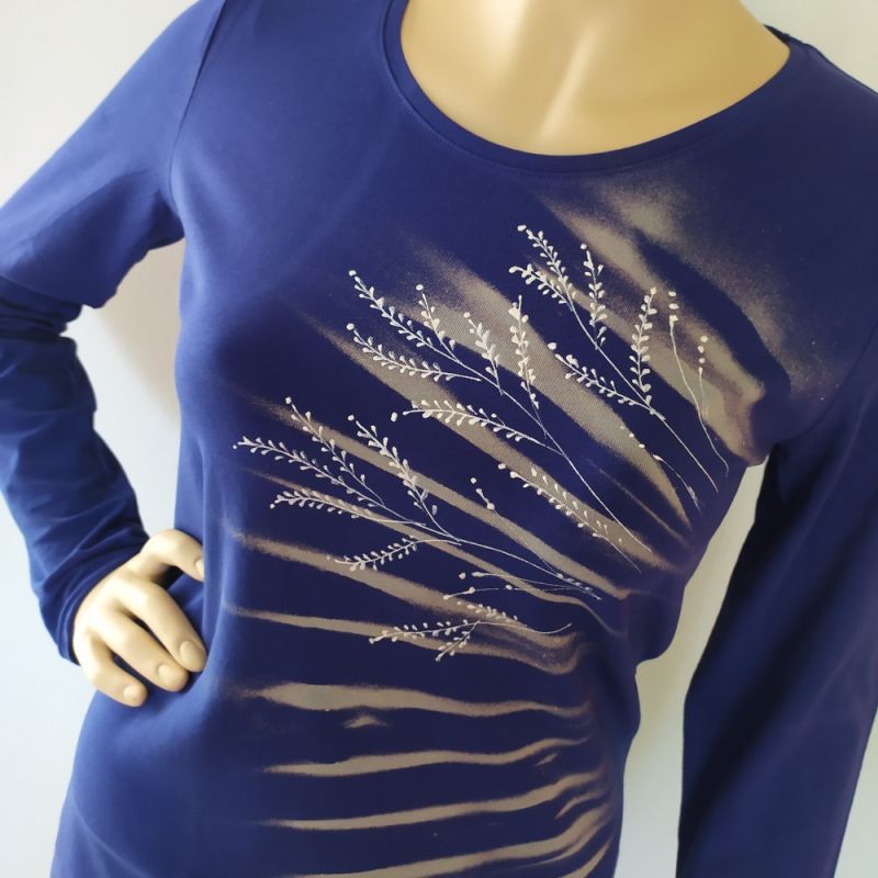 Dámské malované tričko - Pěšinkou za mrazíkem Batitex - malovaná, batikovaná trička, šaty, mikiny, šátky, šály, kravaty