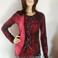 Malované batikované tričko - Lyrika v čase | velikost S, velikost M