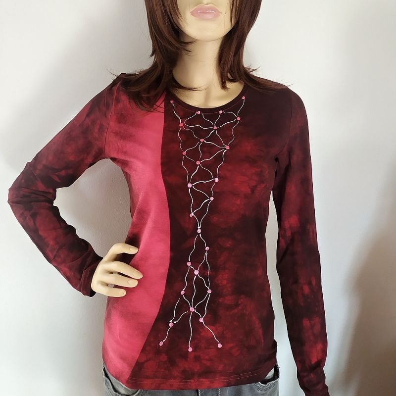 Malované batikované tričko - Lyrika v čase Batitex - malovaná, batikovaná trička, šaty, mikiny, šátky, šály, kravaty