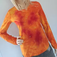 Malované batikované tričko - Podzimní rozšáda Batitex - malovaná, batikovaná trička, šaty, mikiny, šátky, šály, kravaty Malované batikované tričko - Podzimní rozšáda Batitex - malovaná, batikovaná trička, šaty, mikiny, šátky, šály, kravaty