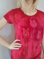 Dámské batikované tričko - Vidím to růžově! Batitex - malovaná, batikovaná trička, mikiny, šátky, šály, kravaty Dámské batikované tričko - Vidím to růžově! Batitex - malovaná, batikovaná trička, mikiny, šátky, šály, kravaty