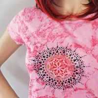 Dámské malované tričko - Mandala Batitex - malovaná, batikovaná trička, mikiny, šátky, šály, kravaty