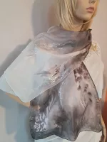 Hedvábná malovaná šála -První sníh Batitex - modní trička, šály, šátky