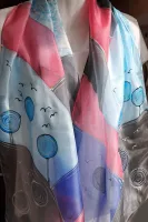 Hedvábná šála - V pleskotu havranních křídel Batitex - malovaná, batikovaná trička, šaty, mikiny, šátky, šály, kravaty