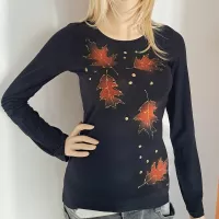 Malované dámské tričko - Když listopad zašustí | velikost S, velikost M, velikost L, velikost XL, velikost 2XL