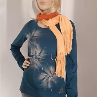 Malované dámské tričko - Podzimní pohoda Batitex - malovaná, batikovaná trička, šaty, mikiny, šátky, šály, kravaty